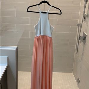 White and light pink/coral maxi dress